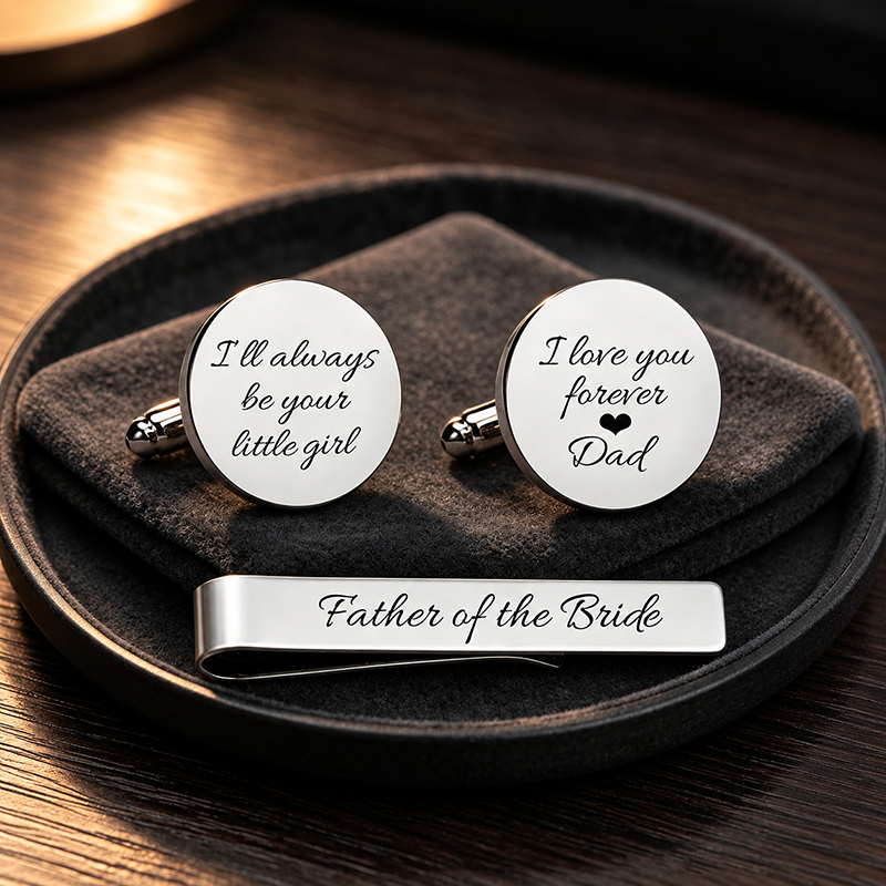 Tie Bar Set Gift - Stainless Steel Cufflinks and Tie Bar